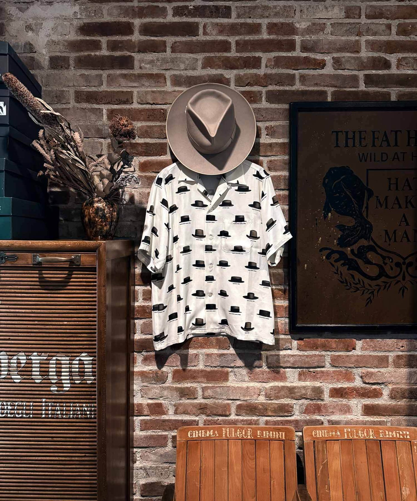 Hat Pattern Open Collar Shirt S/S Shirts 8251001