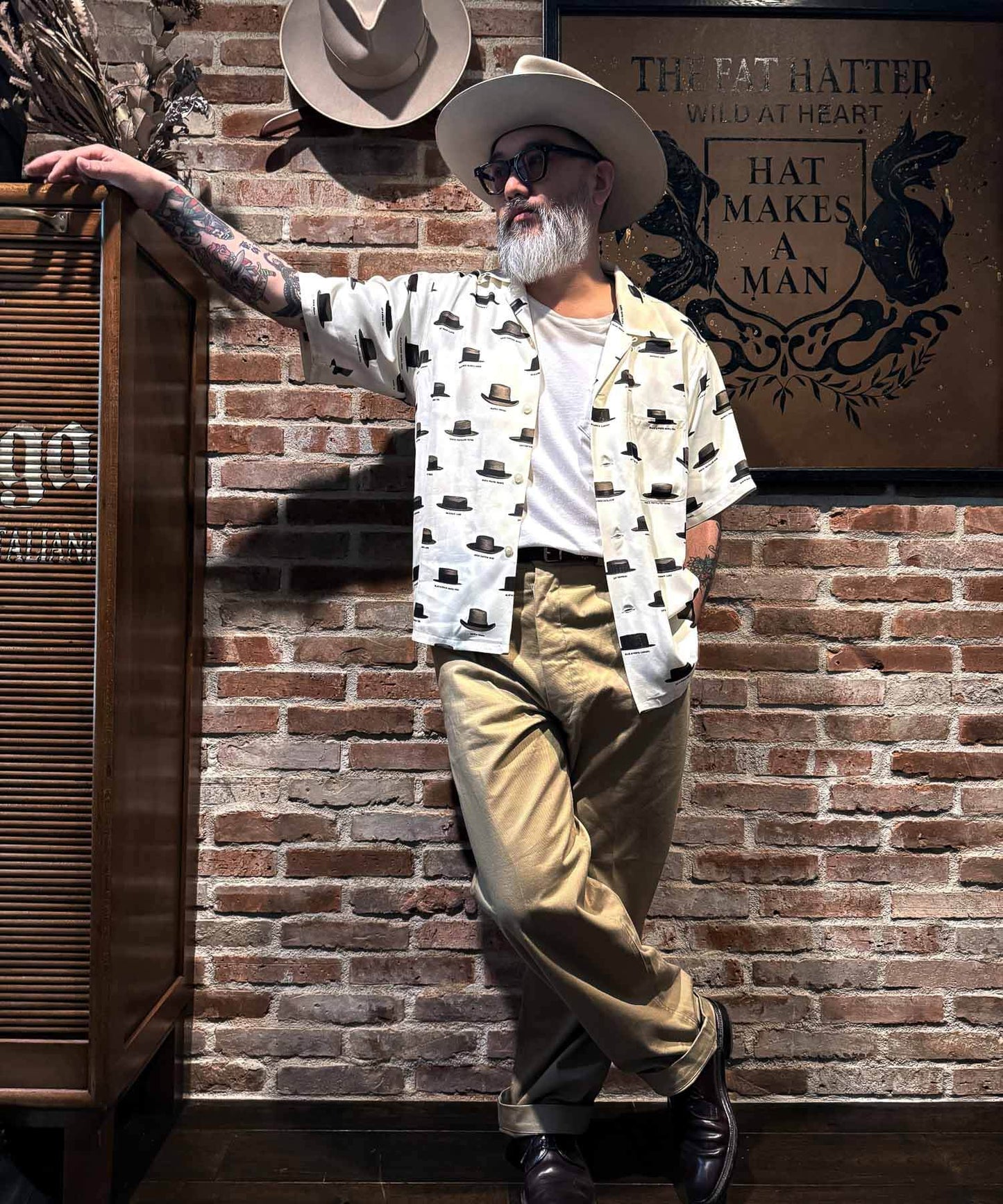 Hat Pattern Open Collar Shirt S/S Shirts 8251001