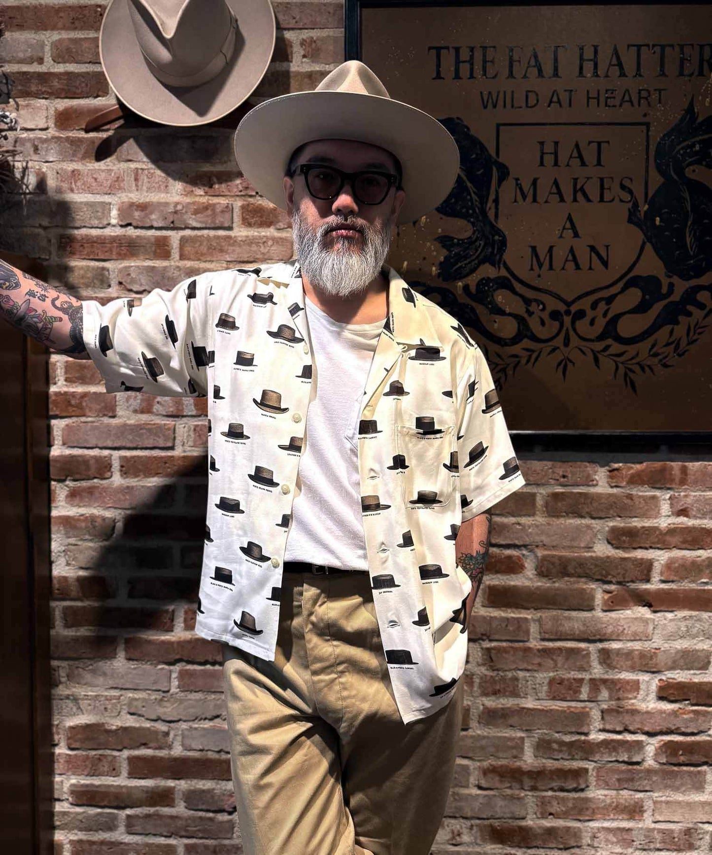 Hat Pattern Open Collar Shirt S/S Shirts 8251001