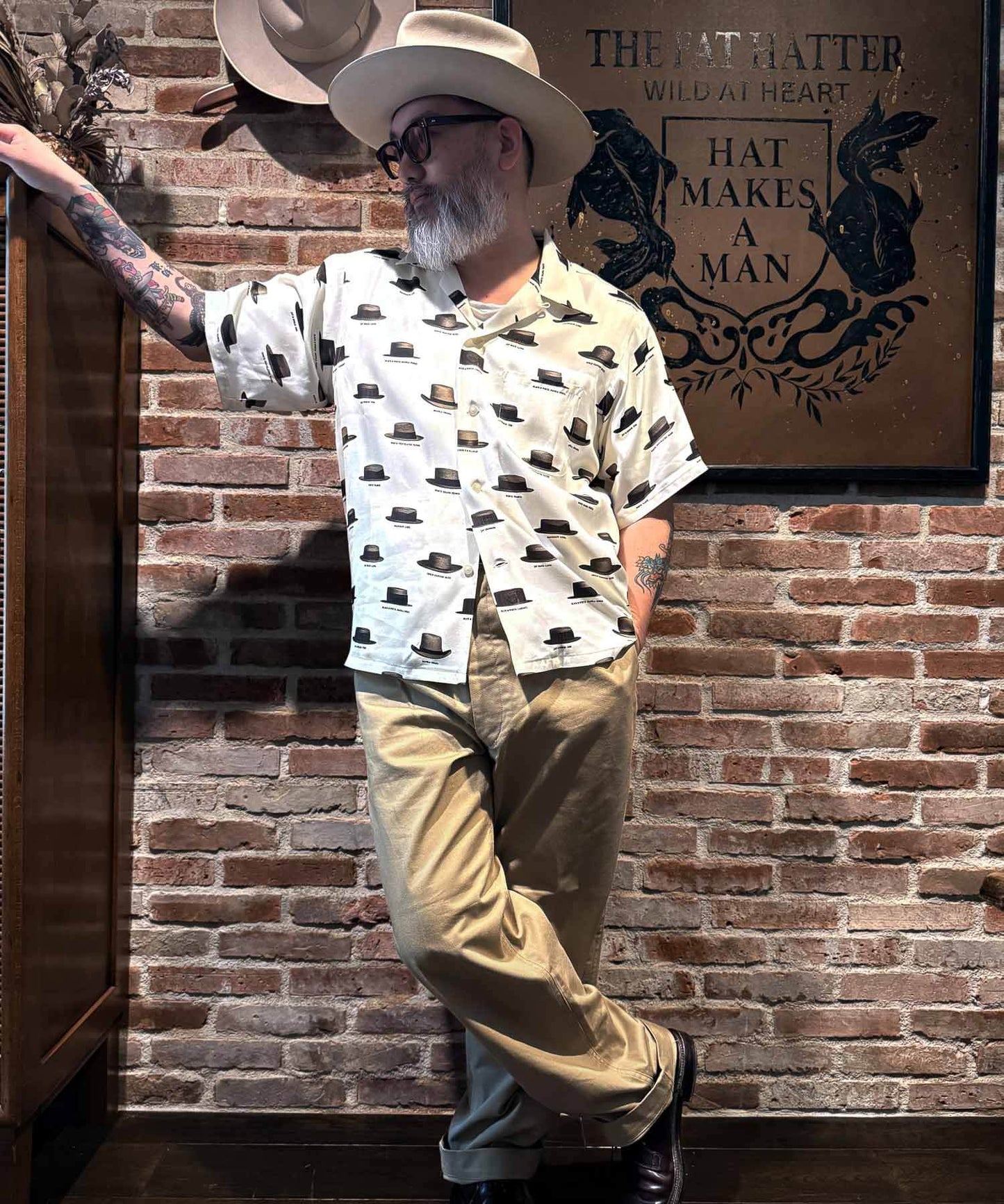 Hat Pattern Open Collar Shirt S/S Shirts 8251001
