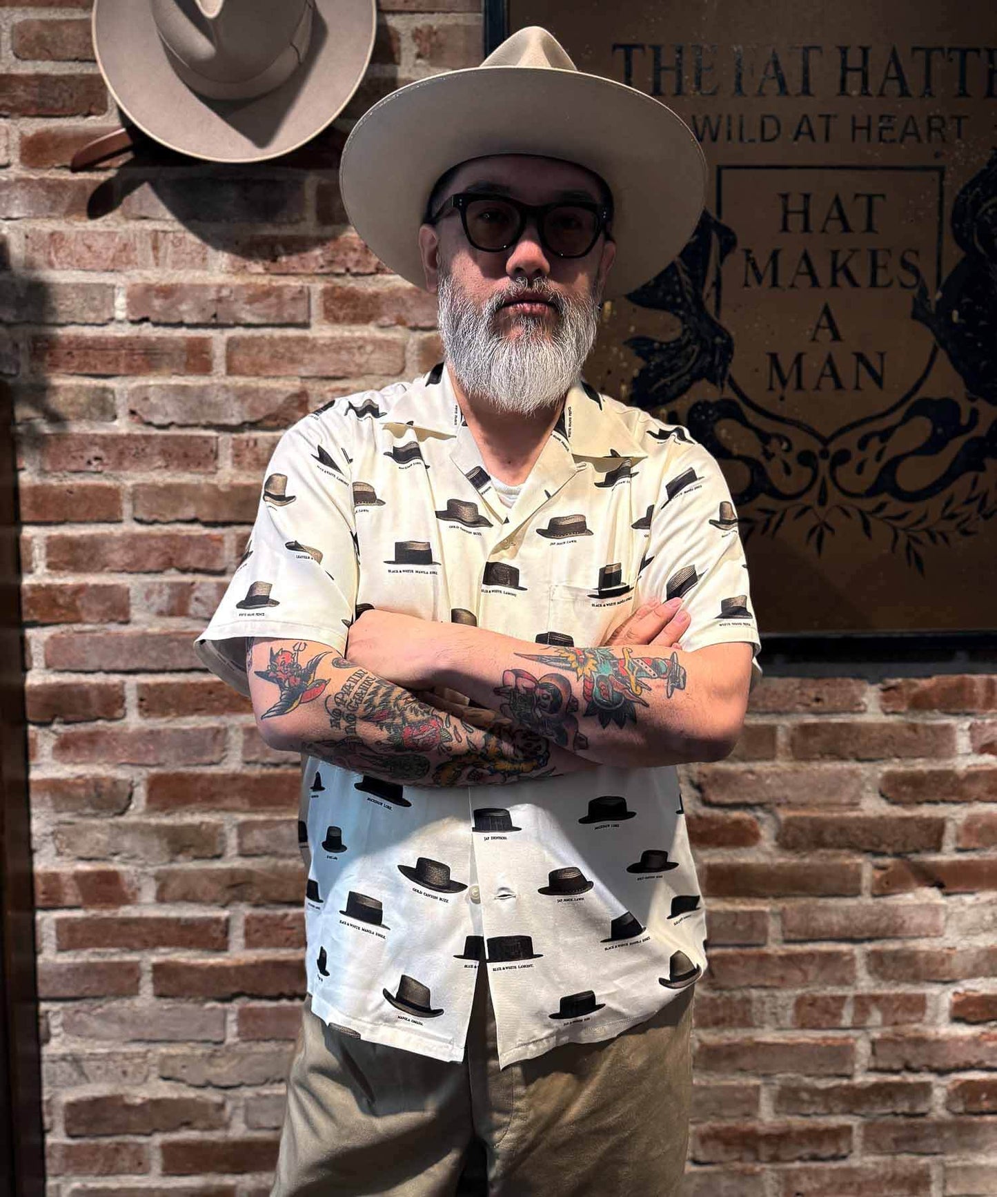 Hat Pattern Open Collar Shirt S/S Shirts 8251001