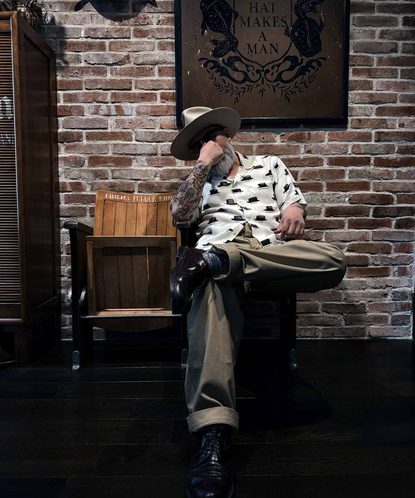 Hat Pattern Open Collar Shirt S/S Shirts 8251001