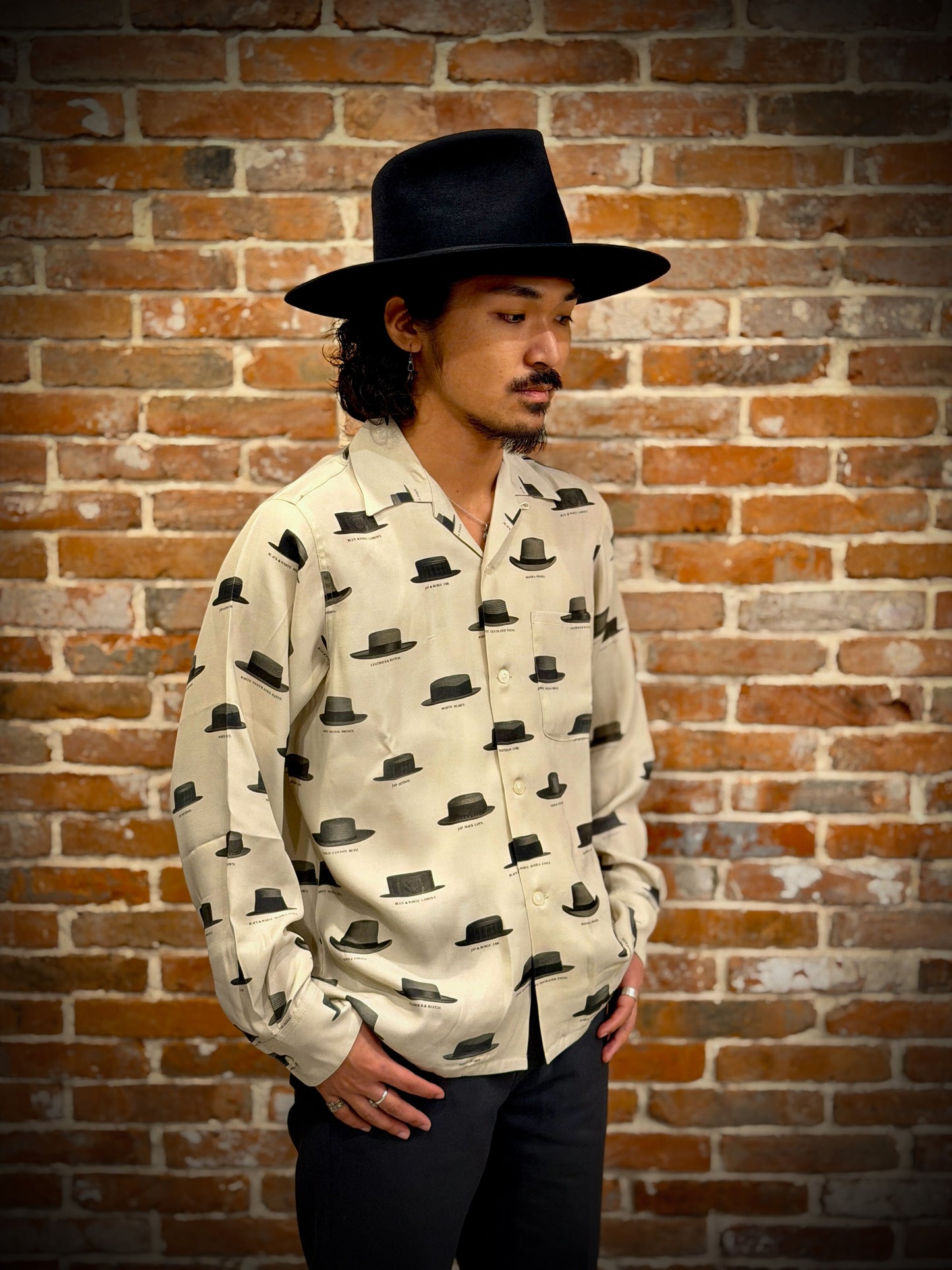 Hat Pattern Open Collar L/S Shirts 8253003