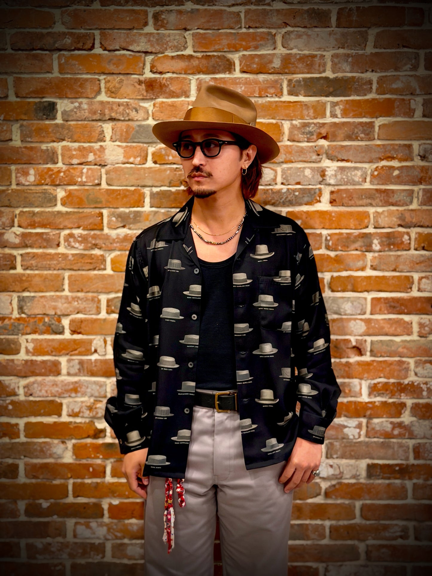 Hat Pattern Open Collar L/S Shirts 8253003