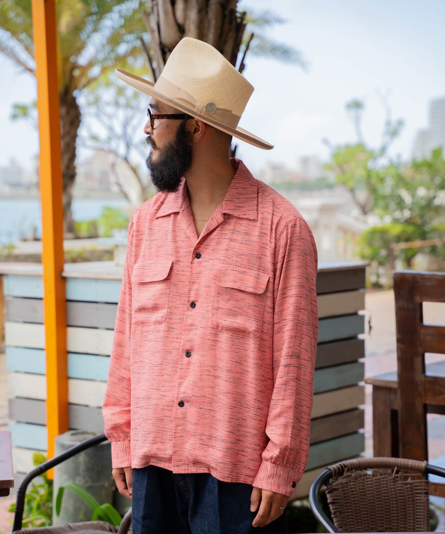 1950's Rayon L/S Shirt -Border-