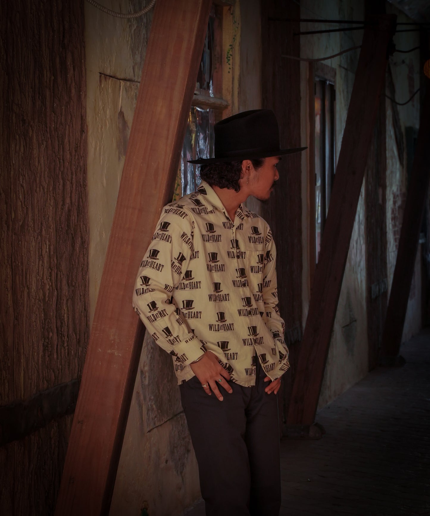 "SILK HAT"Cotton Open Collar L/S SHIRT