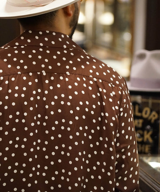 1950's Vintage Style  L/S Rayon Shirt Dot